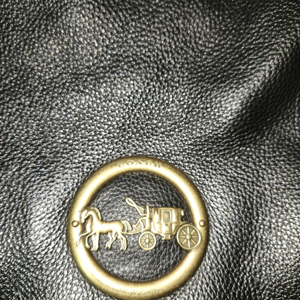 Coach Black Leather Bag with Gold Logo